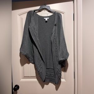 Grey Sweater Cardigan with brown buttons